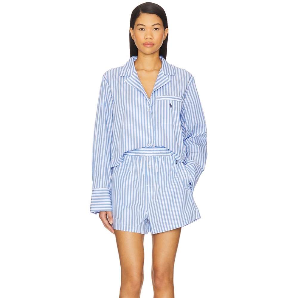 Polo Ralph Lauren Intimates Blue Hydrangea & White Cloud Cotton Pajama Set